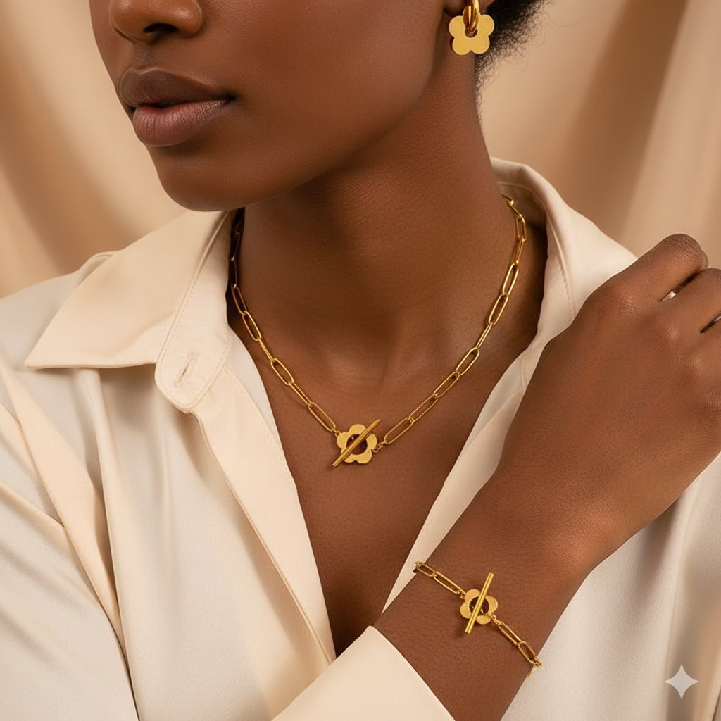 Collier & Boucles d’Oreilles Élégance Dorée – L’accessoire qui illumine chaque look – Image 4